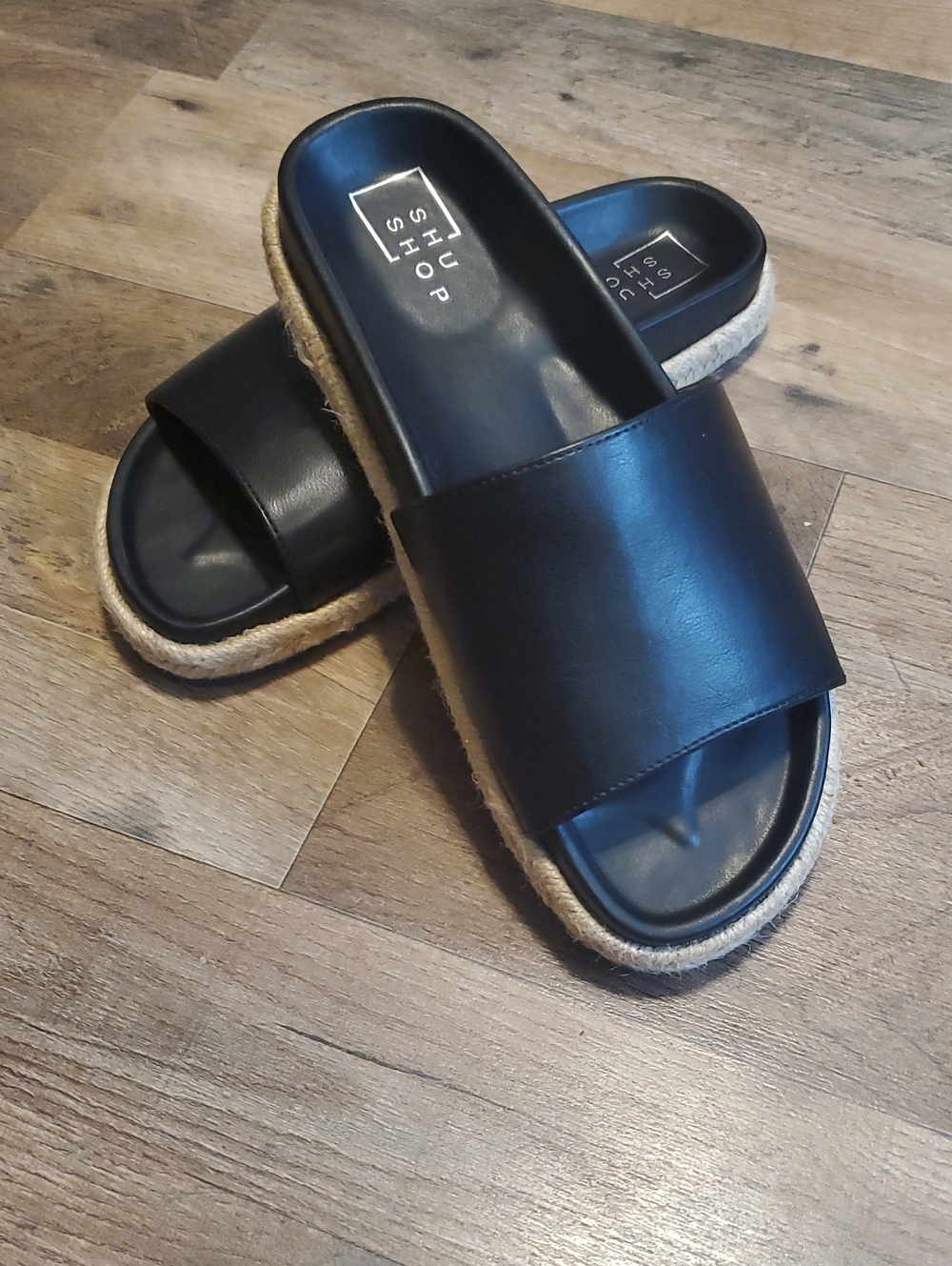 ShuShop Black Slide Espadrille Mule